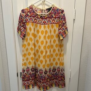 Anthropologie Colorful Mini Dress with Yellow and Multicolor Patterns